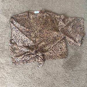 Leopard silk top
